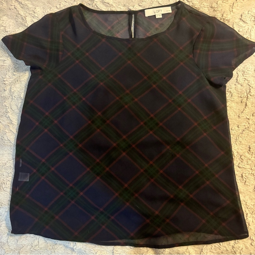 Ann Taylor Loft Short Sleeve Sheer Top Size PM